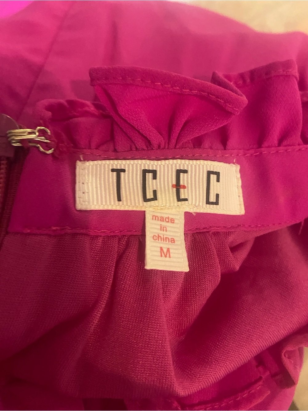 TCEC Hot Pink Sleeveless Ruffled High-Neck Tiered Mini Dress - Picture 2 of 8